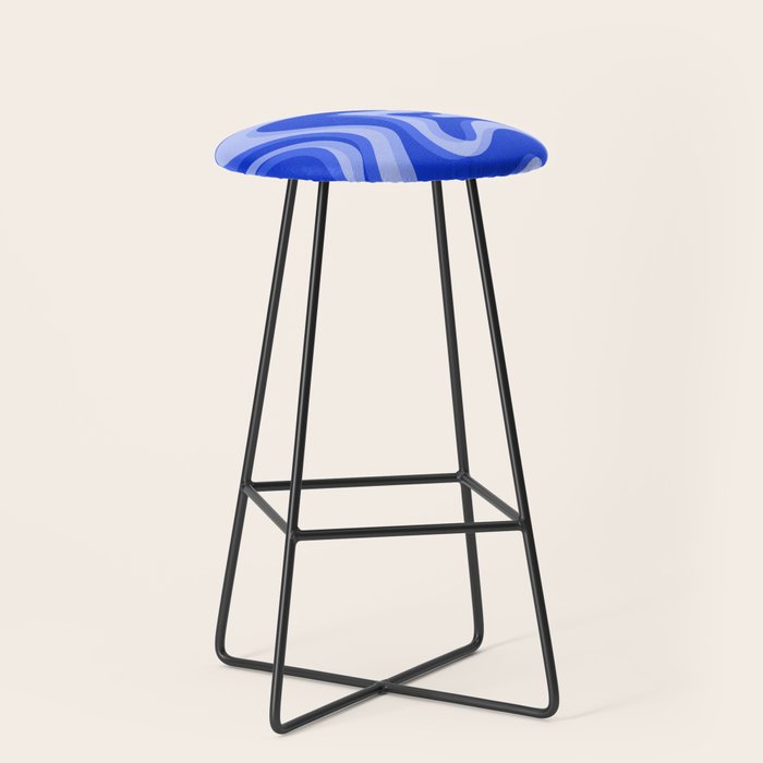 Trippy Glitch Retro Liquid Swirl Very Blue Abstract Pattern Stool Gallery Image 1