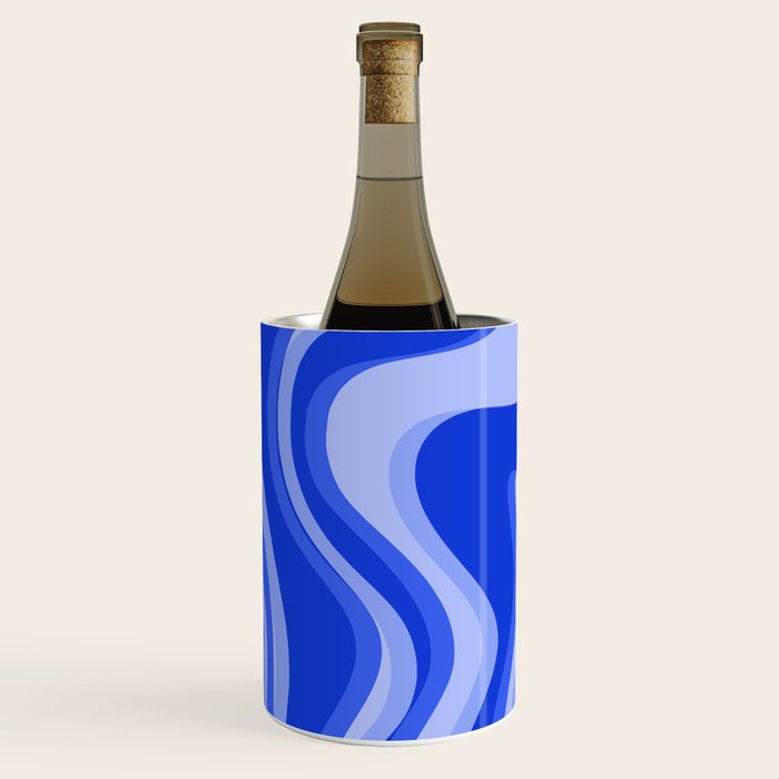 Trippy Glitch Retro Liquid Swirl Very Blue Abstract Pattern Wine Chiller Gallery Image 2