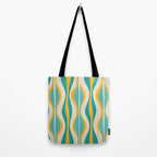 Hourglass Abstract Midcentury Modern Pattern Turquoise Teal Mustard Beige Cream Tote Bag Gallery Image 2