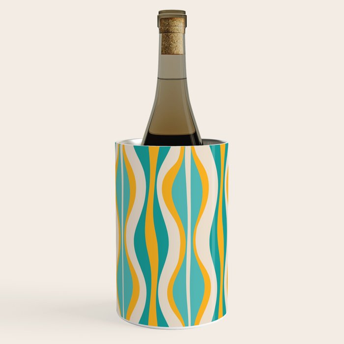 Hourglass Abstract Midcentury Modern Pattern Turquoise Teal Mustard Beige Cream Wine Chiller Gallery Image 2