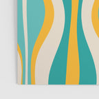 Hourglass Abstract Midcentury Modern Pattern Turquoise Teal Mustard Beige Cream Poster Gallery Image 3