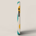 Hourglass Abstract Midcentury Modern Pattern Turquoise Teal Mustard Beige Cream iPhone Case Gallery Image 2