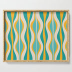 Hourglass Abstract Midcentury Modern Pattern Turquoise Teal Mustard Beige Cream Serving Tray Gallery Image 1