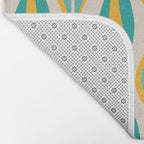 Hourglass Abstract Midcentury Modern Pattern Turquoise Teal Mustard Beige Cream Bath Mat Gallery Image 2