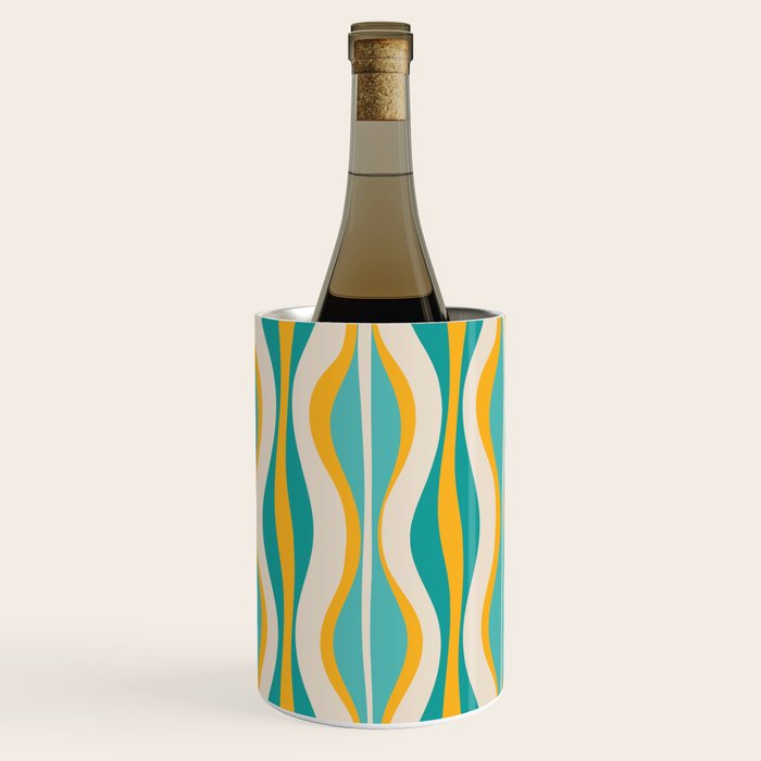 Hourglass Abstract Midcentury Modern Pattern Turquoise Teal Mustard Beige Cream Wine Chiller Gallery Image 3