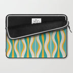 Hourglass Abstract Midcentury Modern Pattern Turquoise Teal Mustard Beige Cream Laptop Sleeve Gallery Image 2