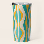 Hourglass Abstract Midcentury Modern Pattern Turquoise Teal Mustard Beige Cream Travel Mug Gallery Image 3