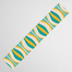 Hourglass Abstract Midcentury Modern Pattern Turquoise Teal Mustard Beige Cream Table Runner Gallery Image 3