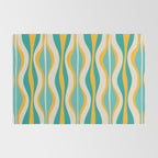 Hourglass Abstract Midcentury Modern Pattern Turquoise Teal Mustard Beige Cream Rug Gallery Image 2