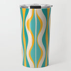 Hourglass Abstract Midcentury Modern Pattern Turquoise Teal Mustard Beige Cream Travel Mug Gallery Image 1