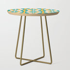 Hourglass Abstract Midcentury Modern Pattern Turquoise Teal Mustard Beige Cream Side Table Gallery Image 1
