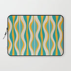 Hourglass Abstract Midcentury Modern Pattern Turquoise Teal Mustard Beige Cream Laptop Sleeve Gallery Image 1