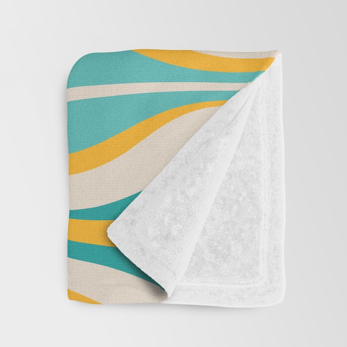 Hourglass Abstract Midcentury Modern Pattern Turquoise Teal Mustard Beige Cream Throw Blanket Gallery Image 3