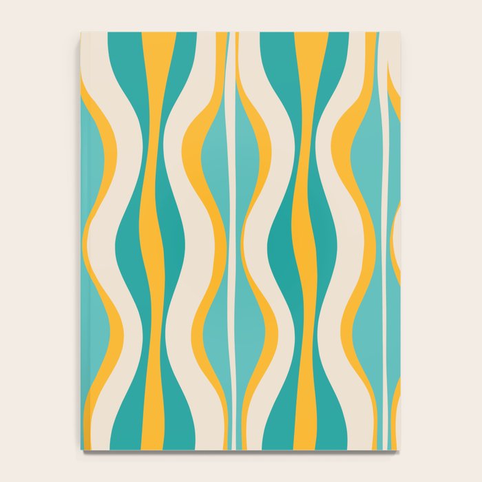 Hourglass Abstract Midcentury Modern Pattern Turquoise Teal Mustard Beige Cream Notebook Gallery Image 4
