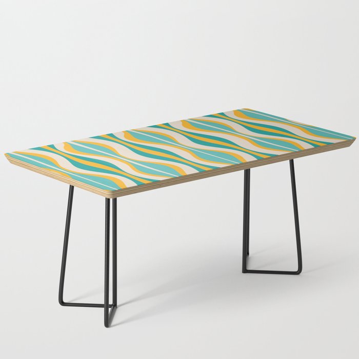 Hourglass Abstract Midcentury Modern Pattern Turquoise Teal Mustard Beige Cream Coffee Table Gallery Image 1