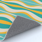 Hourglass Abstract Midcentury Modern Pattern Turquoise Teal Mustard Beige Cream Rug Gallery Image 4