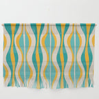 Hourglass Abstract Midcentury Modern Pattern Turquoise Teal Mustard Beige Cream Wall Hanging Gallery Image 1