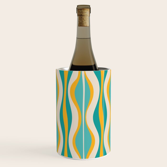 Hourglass Abstract Midcentury Modern Pattern Turquoise Teal Mustard Beige Cream Wine Chiller Gallery Image 1