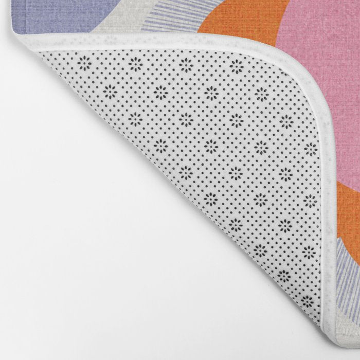 HELLO BOLD RETRO DAISY FLOWERS PATTERN IN BLOOM 1. BLUE Bath Mat Gallery Image 2