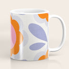 HELLO BOLD RETRO DAISY FLOWERS PATTERN IN BLOOM 1. BLUE Coffee Mug Gallery Image 1