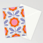 HELLO BOLD RETRO DAISY FLOWERS PATTERN IN BLOOM 1. BLUE Stationery Card Gallery Image 2