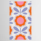 HELLO BOLD RETRO DAISY FLOWERS PATTERN IN BLOOM 1. BLUE Tablecloth Gallery Image 2