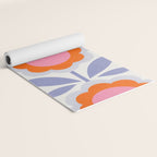 HELLO BOLD RETRO DAISY FLOWERS PATTERN IN BLOOM 1. BLUE Yoga Mat Gallery Image 2
