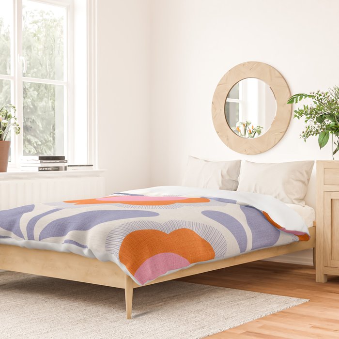 HELLO BOLD RETRO DAISY FLOWERS PATTERN IN BLOOM 1. BLUE Duvet Cover Gallery Image 2