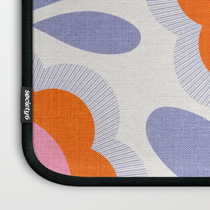 HELLO BOLD RETRO DAISY FLOWERS PATTERN IN BLOOM 1. BLUE Laptop Sleeve Gallery Image 3