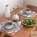 HELLO BOLD RETRO DAISY FLOWERS PATTERN IN BLOOM 1. BLUE Placemat Gallery Image 2