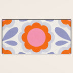 HELLO BOLD RETRO DAISY FLOWERS PATTERN IN BLOOM 1. BLUE Desk Mat Gallery Image 3