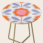 HELLO BOLD RETRO DAISY FLOWERS PATTERN IN BLOOM 1. BLUE Side Table Gallery Image 2