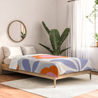 HELLO BOLD RETRO DAISY FLOWERS PATTERN IN BLOOM 1. BLUE Comforter Gallery Image 2
