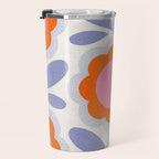 HELLO BOLD RETRO DAISY FLOWERS PATTERN IN BLOOM 1. BLUE Travel Mug Gallery Image 3