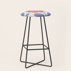HELLO BOLD RETRO DAISY FLOWERS PATTERN IN BLOOM 1. BLUE Stool Gallery Image 1