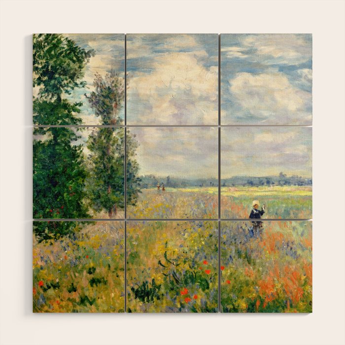 Poppy Fields near Argenteuil by Claude Monet Wood Wall Art Gallery Image 1