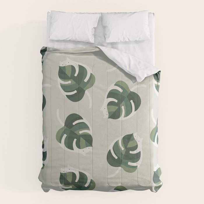 Monstera Cat pattern 1 Comforter Gallery Image 1