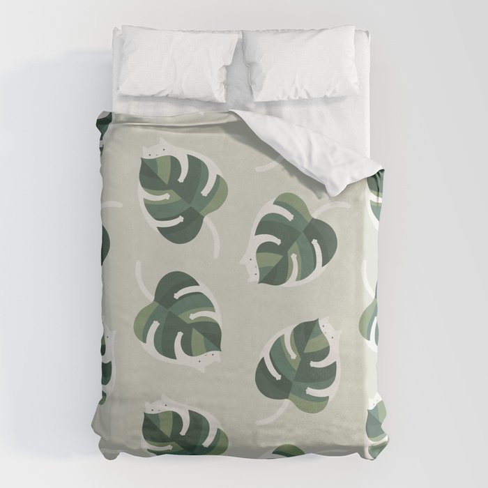 Monstera Cat pattern 1 Duvet Cover Gallery Image 6