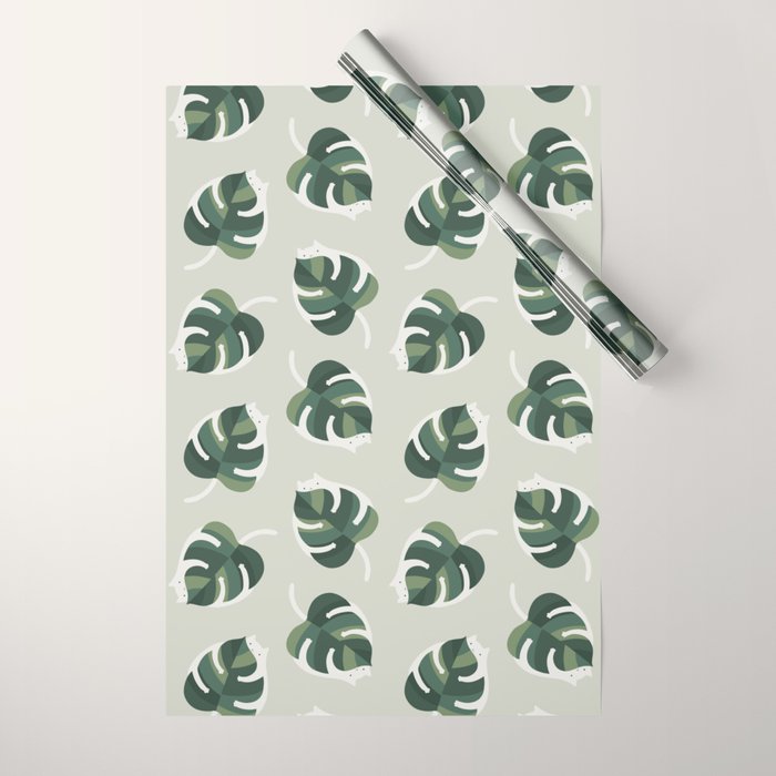 Monstera Cat pattern 1 Wrapping Paper Gallery Image 1