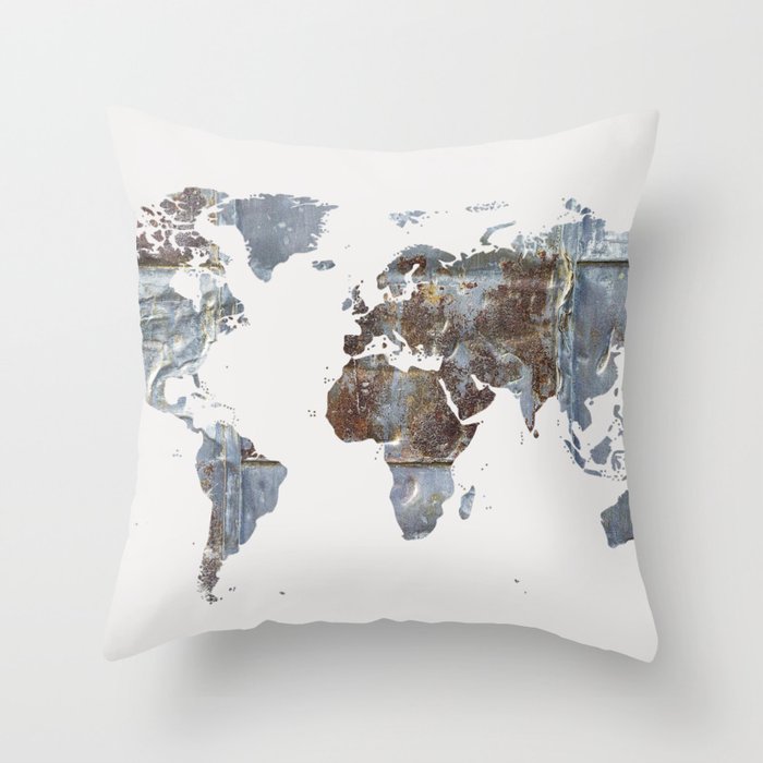 World Map(metal) Throw Pillow Gallery Image 6