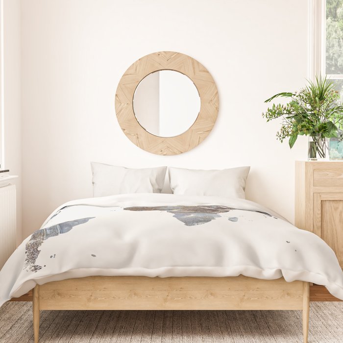 World Map(metal) Duvet Cover Gallery Image 3