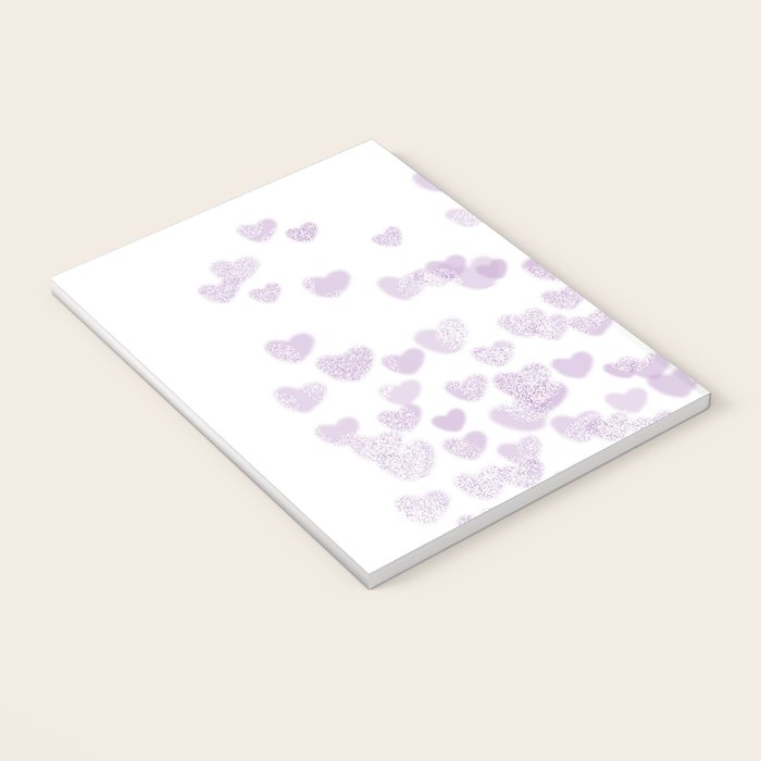 Hearts falling painted pastels purple heart pattern minimal art print nursery baby art Notebook Gallery Image 3