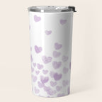 Hearts falling painted pastels purple heart pattern minimal art print nursery baby art Travel Mug Gallery Image 2