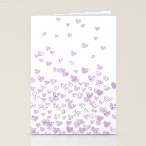 Hearts falling painted pastels purple heart pattern minimal art print nursery baby art Stationery Card Gallery Image 1