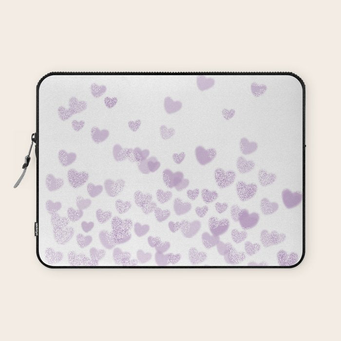 Hearts falling painted pastels purple heart pattern minimal art print nursery baby art Laptop Sleeve Gallery Image 1