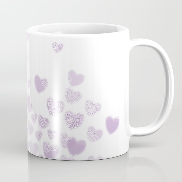 Hearts falling painted pastels purple heart pattern minimal art print nursery baby art Coffee Mug Gallery Image 1