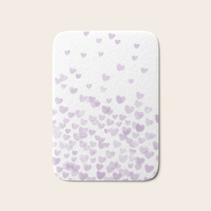 Hearts falling painted pastels purple heart pattern minimal art print nursery baby art Bath Mat Gallery Image 1