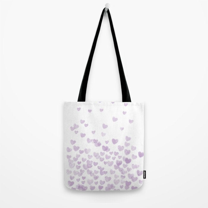 Hearts falling painted pastels purple heart pattern minimal art print nursery baby art Tote Bag Gallery Image 2