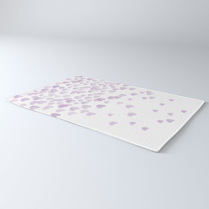 Hearts falling painted pastels purple heart pattern minimal art print nursery baby art Rug Gallery Image 3
