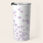 Hearts falling painted pastels purple heart pattern minimal art print nursery baby art Travel Mug Gallery Image 3